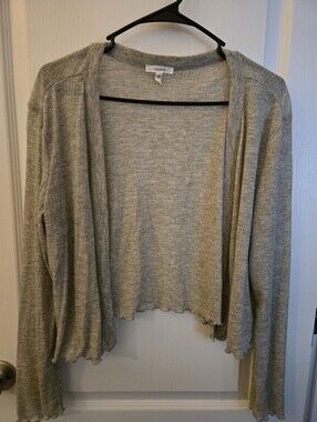 Maurices Heather Gray Ribbed Open-Front Cardigan